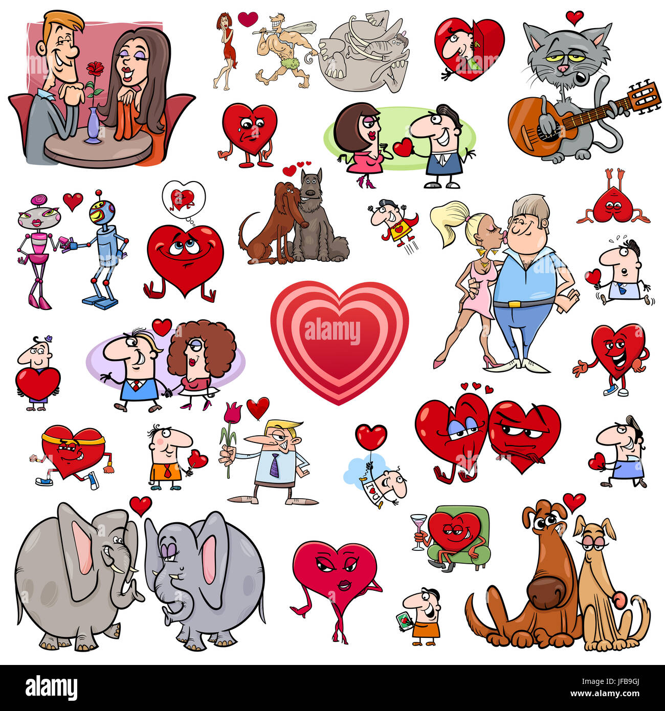 Valentino grande set di cartoon Foto Stock