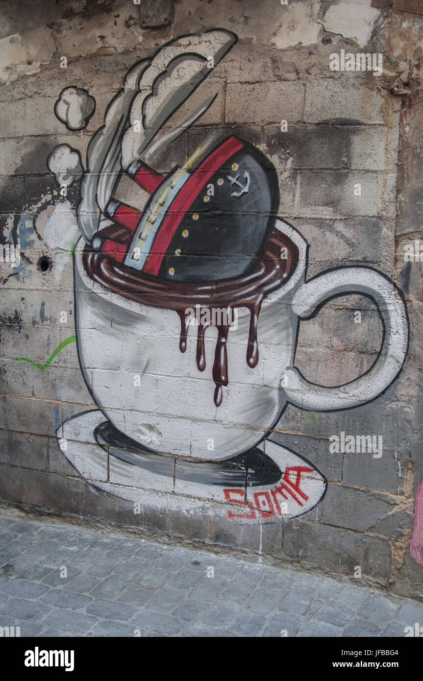 Graffiti in Palma de Mallorca Foto Stock