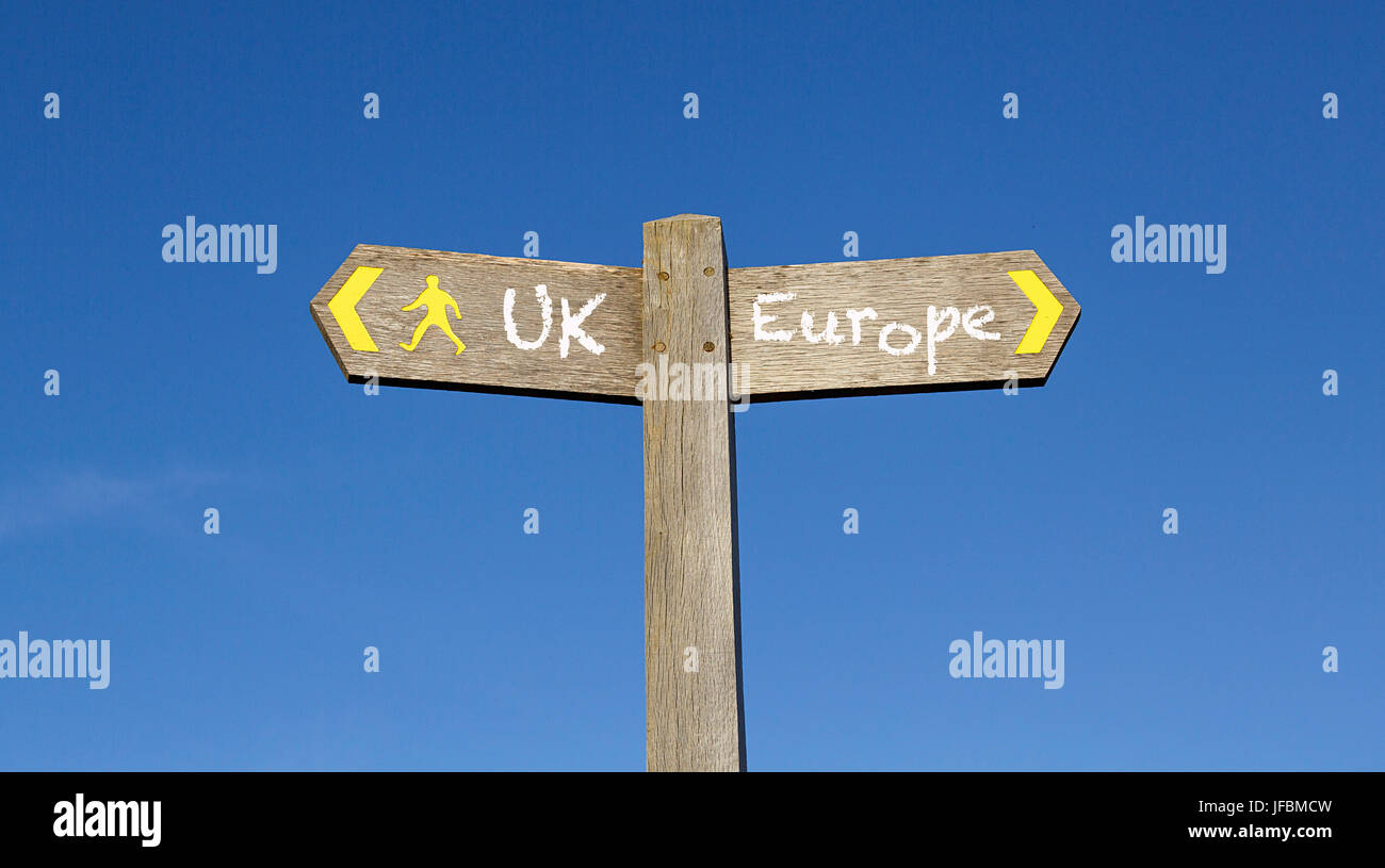 Brexit - segno direzionale Foto Stock