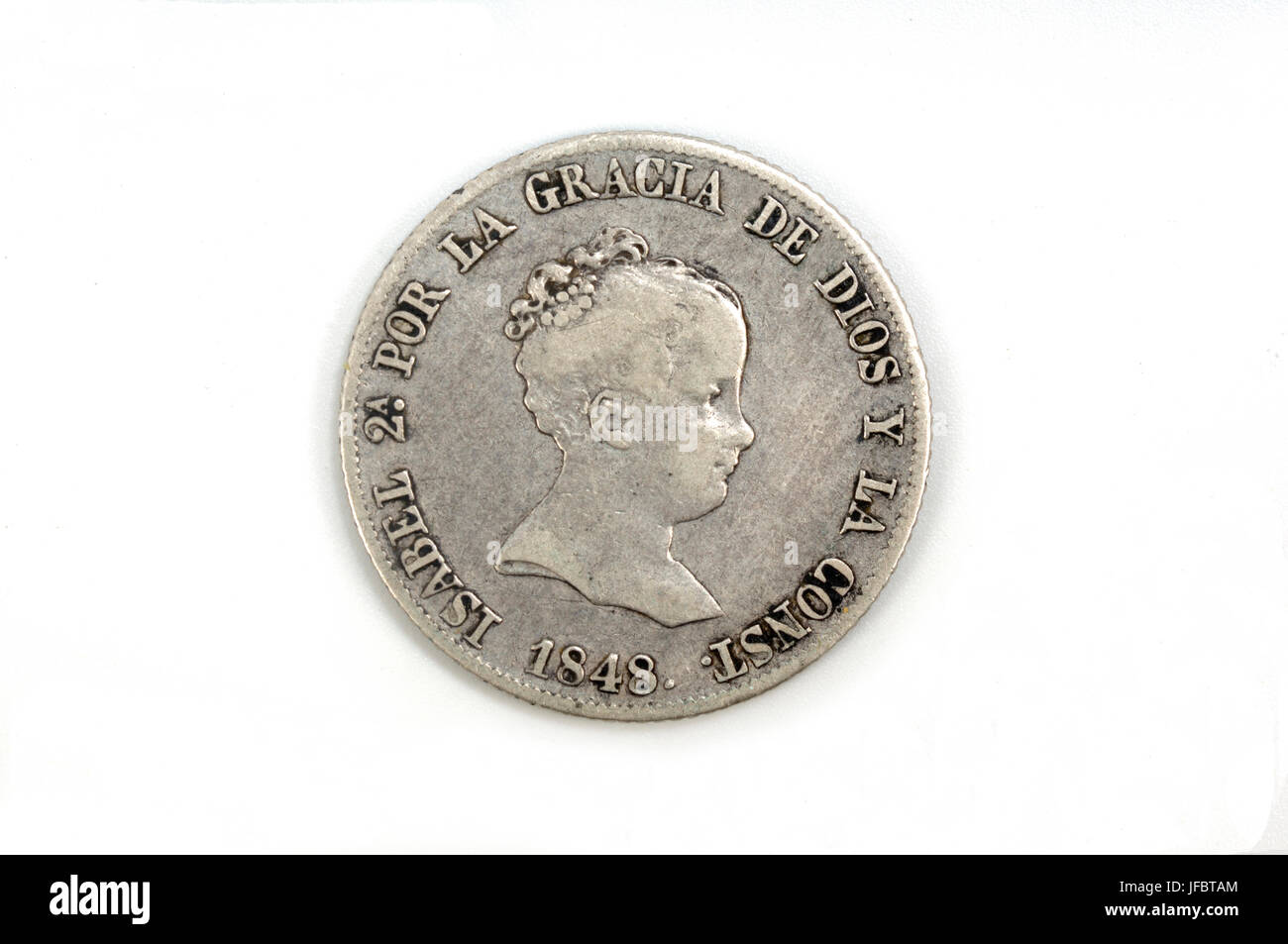 Isabel II 4 reales, argento , Spagna Foto Stock