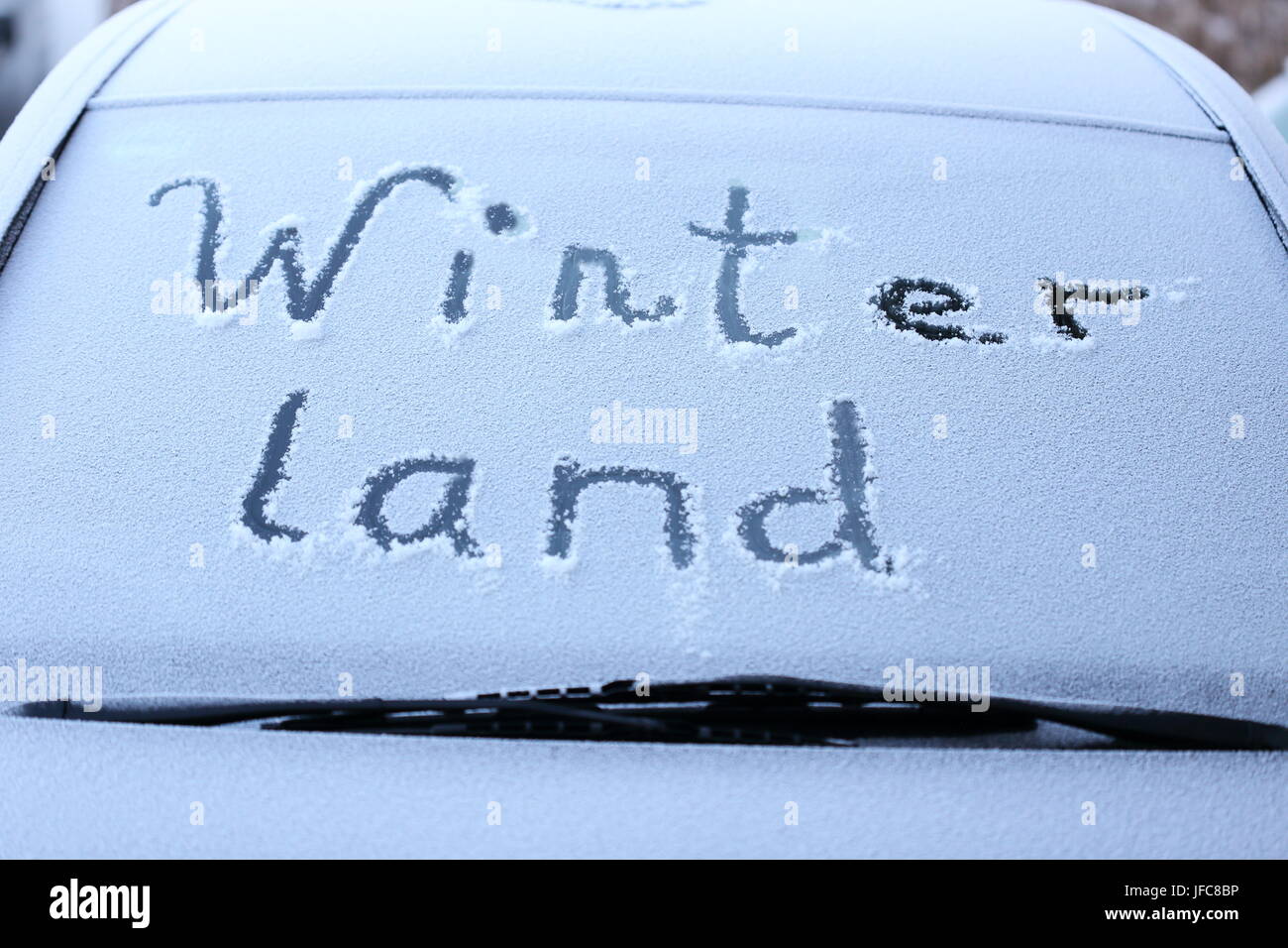Winterland sul parabrezza Foto Stock