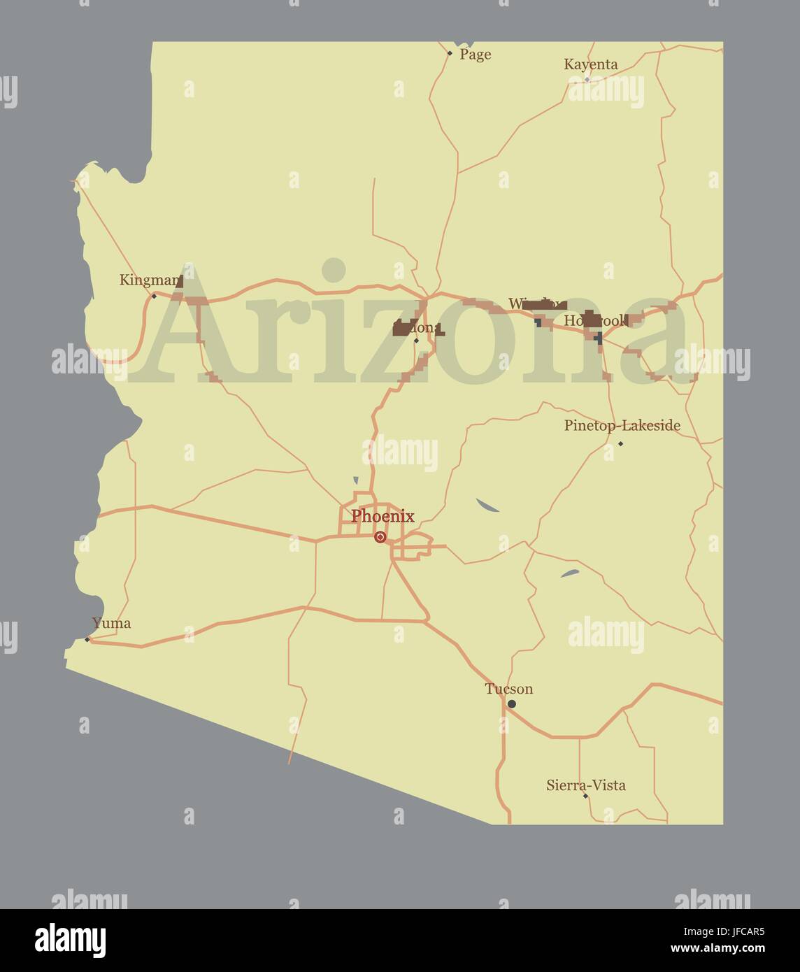 Arizona vettore mappa dello stato con l'assistenza della Comunità e Attiva icone pastello originale illustrazione isolato su sfondo grigio. Illustrazione Vettoriale