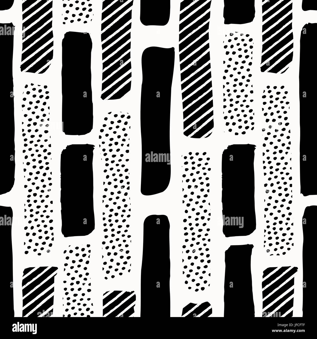 Seamless modello di ripetizione con trama verticale forme in nero su sfondo bianco. Creativa e moderna sullo sfondo di pannellizzazione, poster, tessile, greetin Illustrazione Vettoriale