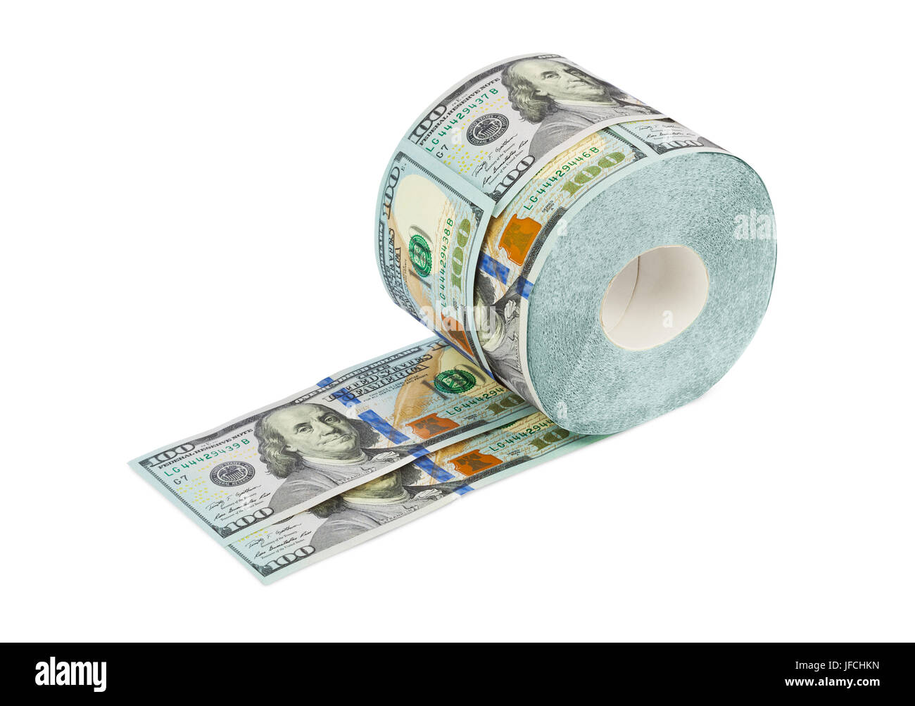Rotolo di dollari carta igienica Foto stock - Alamy