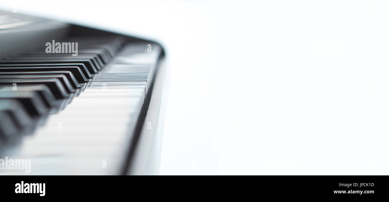 Abstract background pianoforte isolato su bianco con libero vuota vuota copia spazio per il testo. La musica lo sfondo per il business, lezioni, training, coaching. Foto Stock