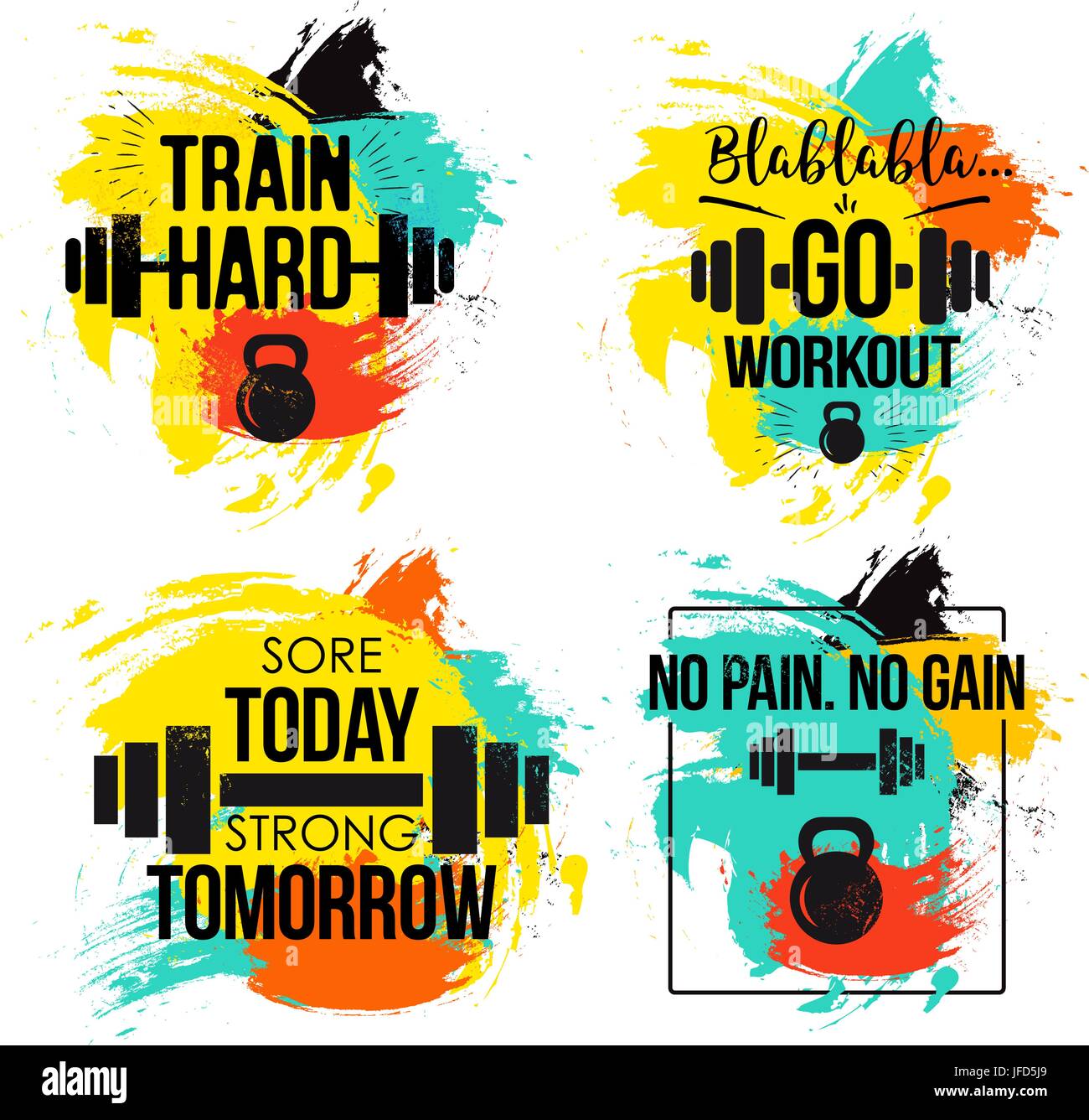 Palestra e fitness motivazione set preventivo Illustrazione Vettoriale