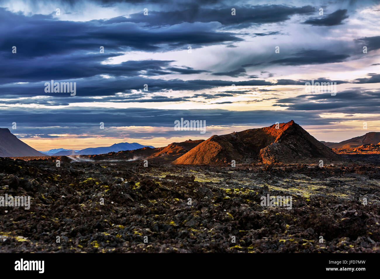 Vulcano Leirhnjúkur, Krafla area vulcanica, Reykjahlíð, Mývatni, Isola Foto Stock