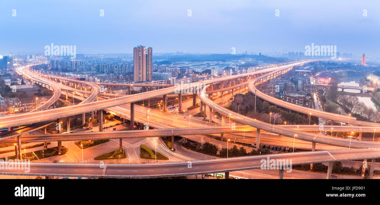 Vista panoramica della città di interchange Foto Stock