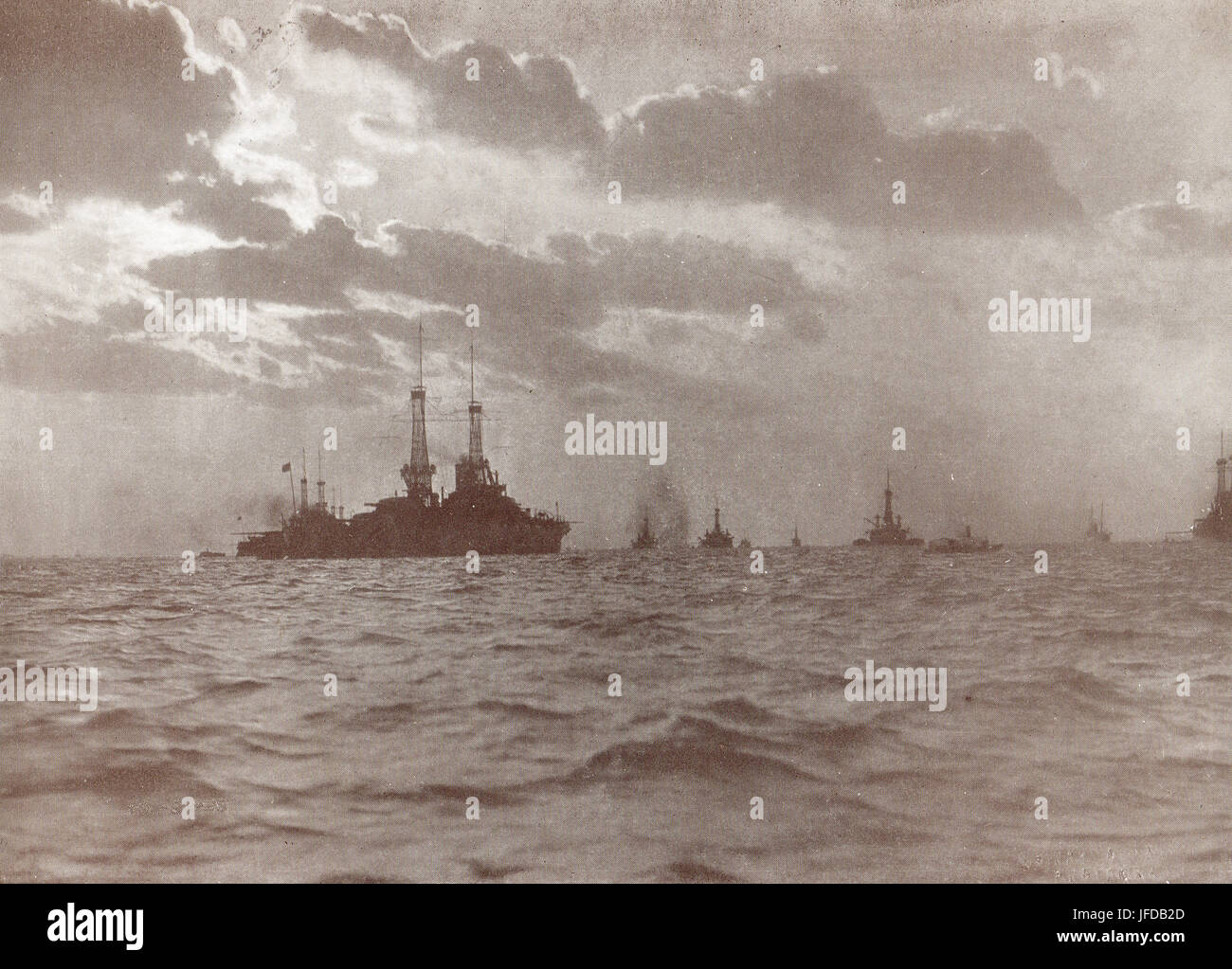 Alcuni americani flotta atlantica all'ancoraggio, 1917 Foto Stock