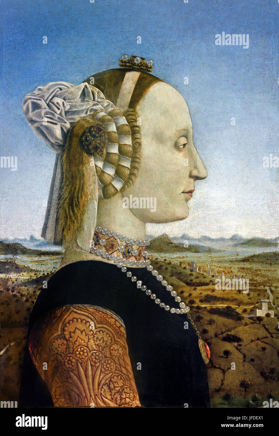 Il Duca e la duchessa di Urbino 1465-1472 Piero della Francesca 1415 - 1492) era un pittore italiano del primo Rinascimento. Italia Foto Stock