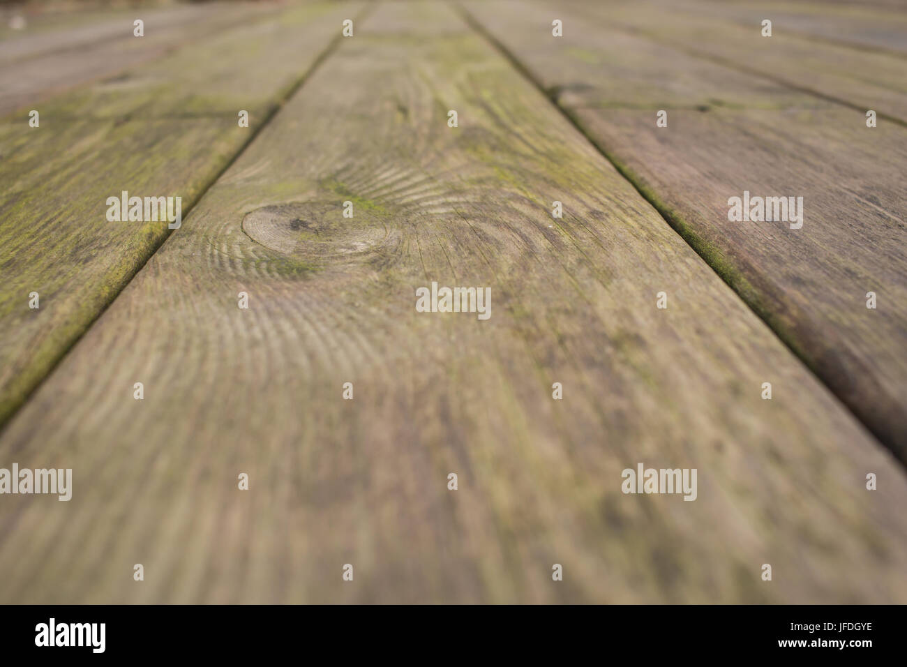 Close-up di sporco decking, fotografia scattata in basso Foto Stock