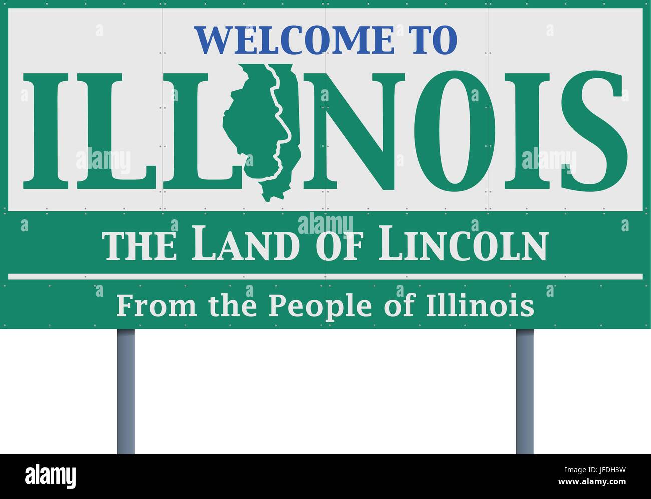 Illustrazione Vettoriale del benvenuto stato di Illinois cartello stradale Illustrazione Vettoriale