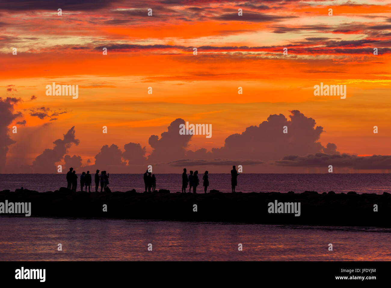 Tramonto sul Golfo del Messico dal Molo Sud a Venezia Florida Foto Stock