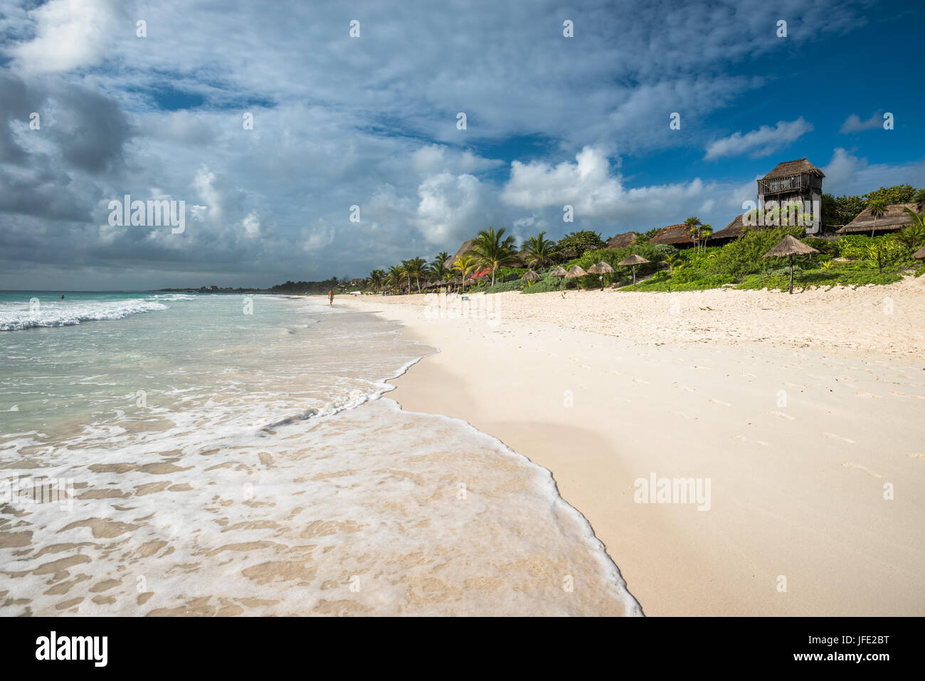 Spiaggia caraibica panorama, Tulum, Messico Foto Stock