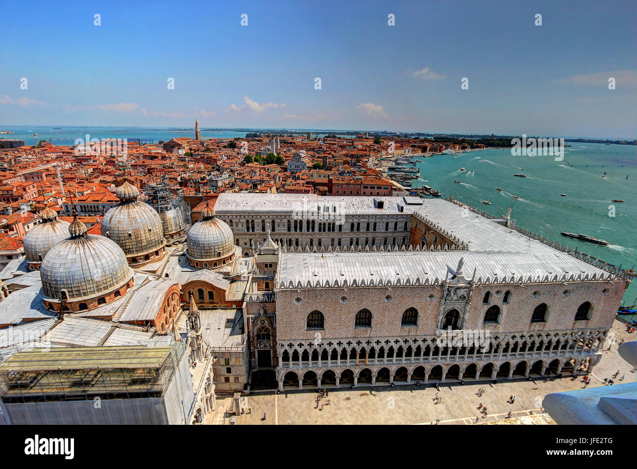 Venezia, Italia, visto da San Marco torre campanaria Foto Stock