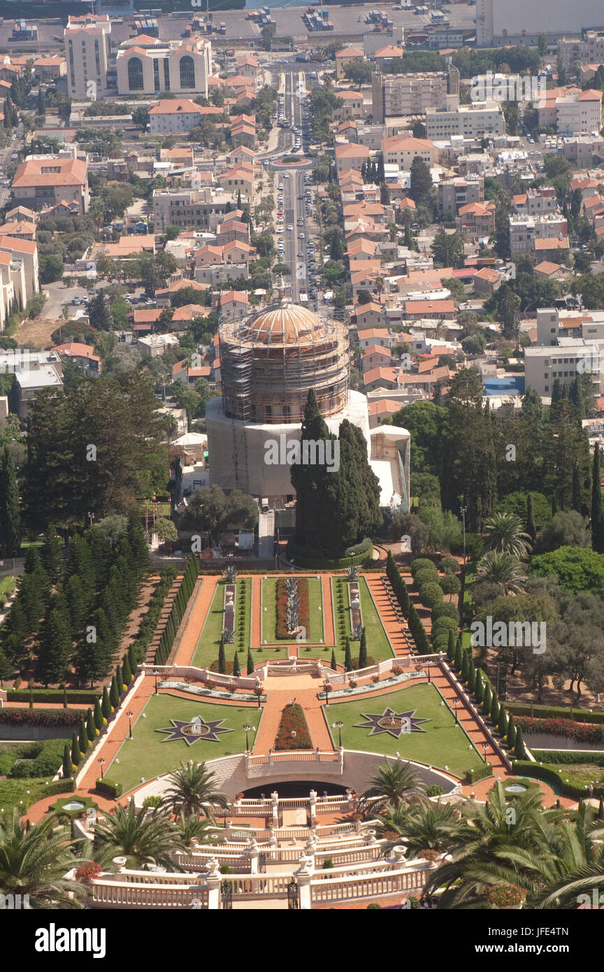 Il Santuario del Bab e giardini Bahai, Haifa Israel Foto Stock