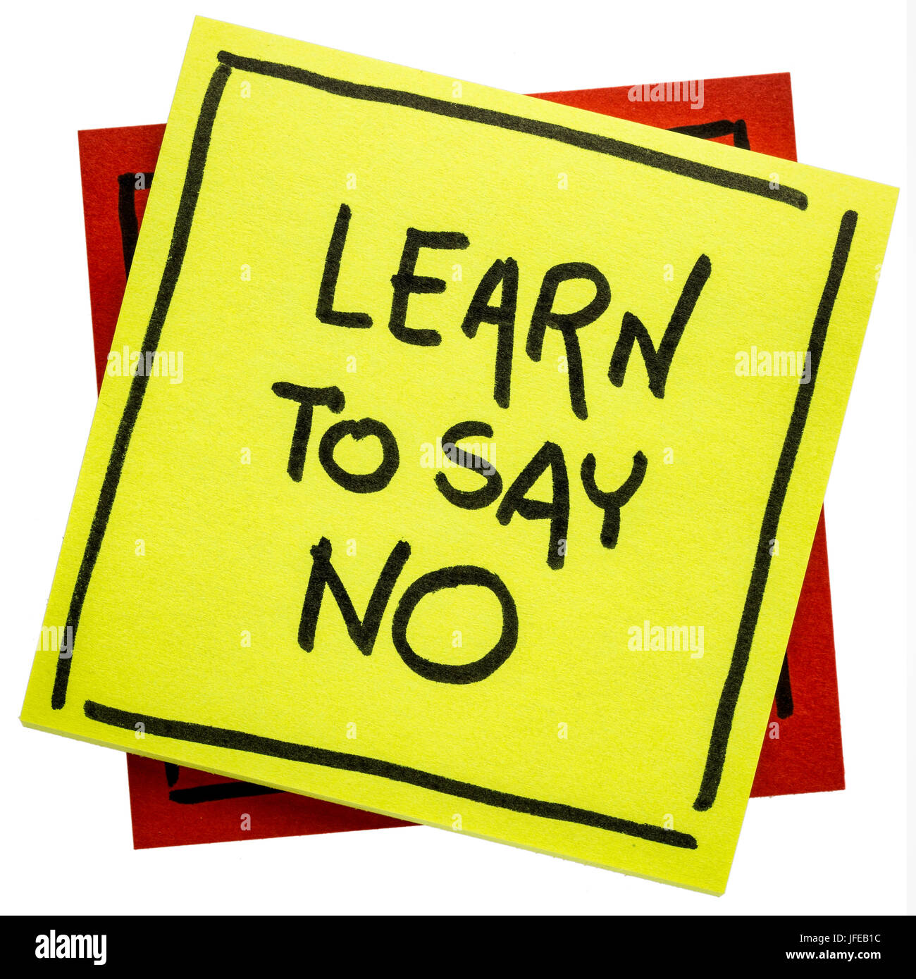 Imparare a dire no di consulenza o di promemoria - scrittura isolato su un foglietto adesivo Foto Stock
