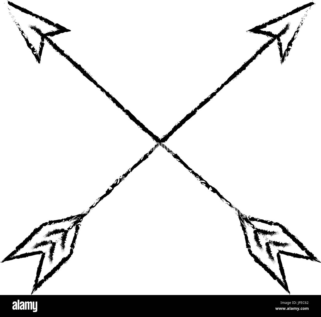 Frecce di prua attraversato icona illustrazione vettoriale graphic design Illustrazione Vettoriale