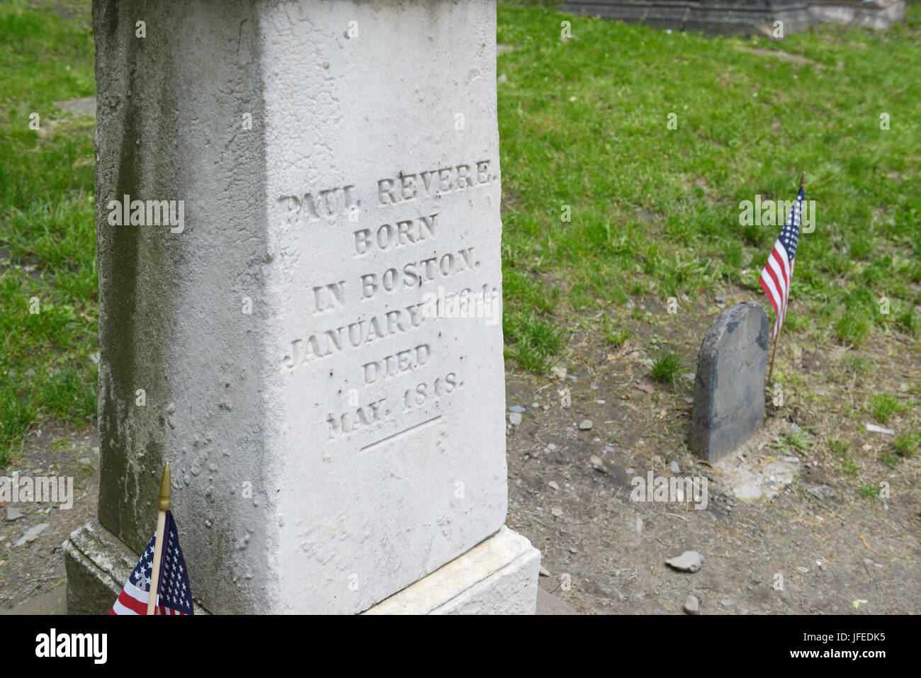 Paul Revere la lastra tombale di Boston Foto Stock