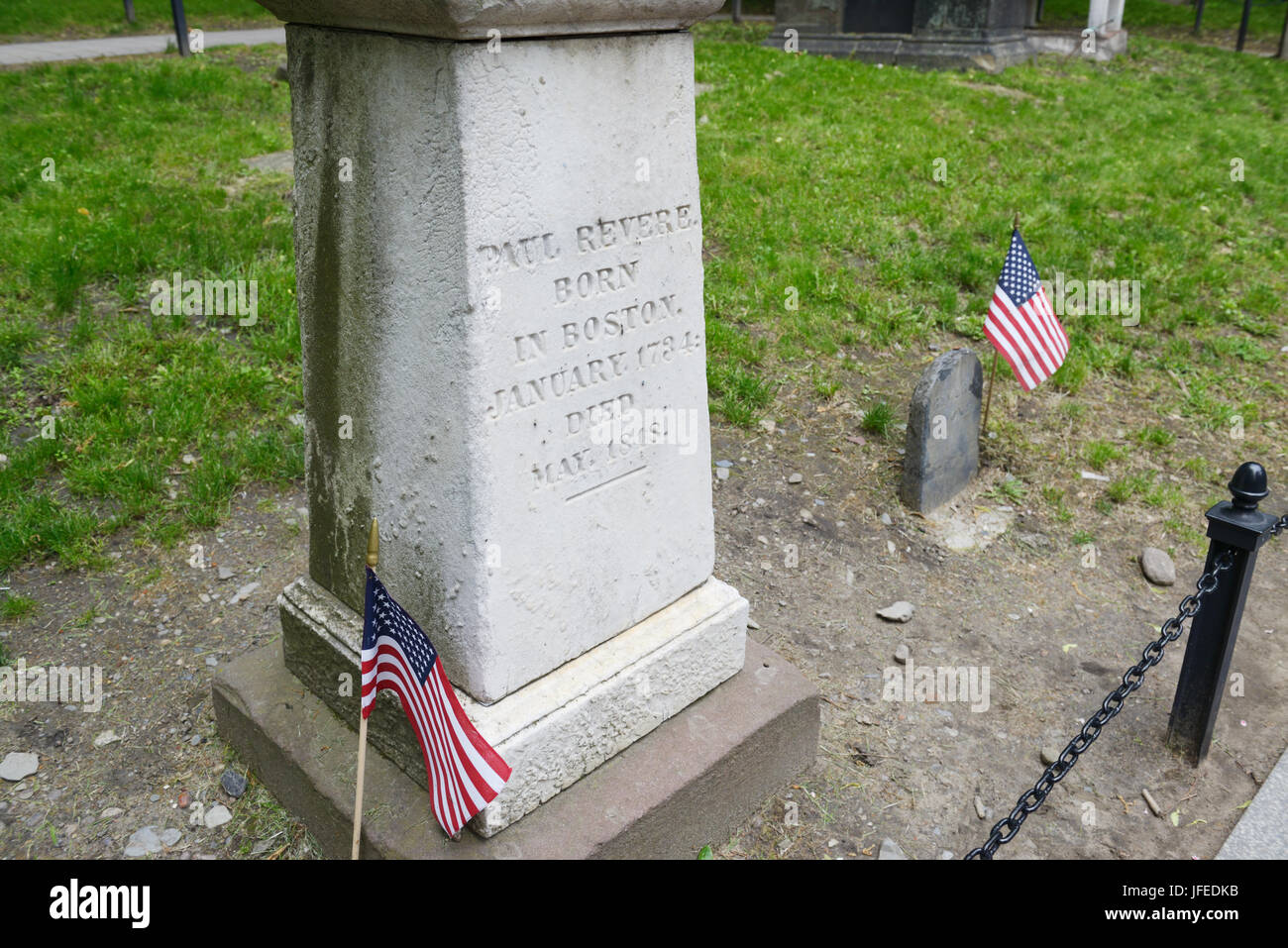 Paul Revere la lastra tombale di Boston Foto Stock