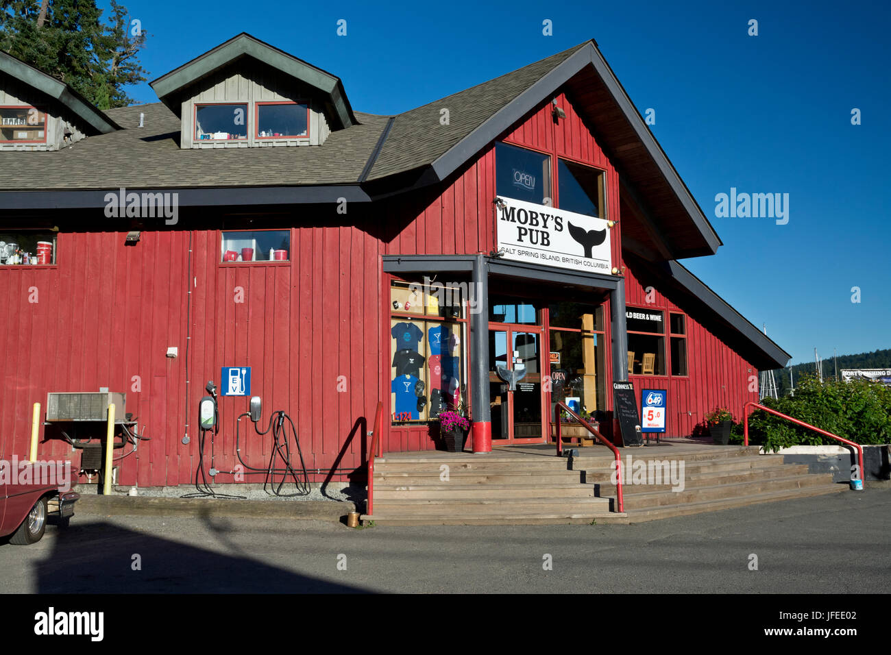 Moby's Pub di Gange sulla molla di sale isola, BC, Canada Foto Stock