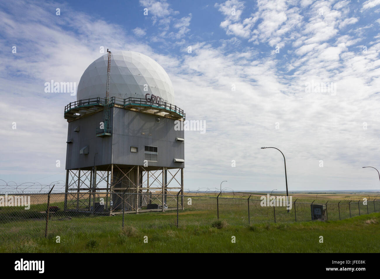 Il CFD Alsask cupola radar, a Alsask, Saskatchewan, Canada. Foto Stock