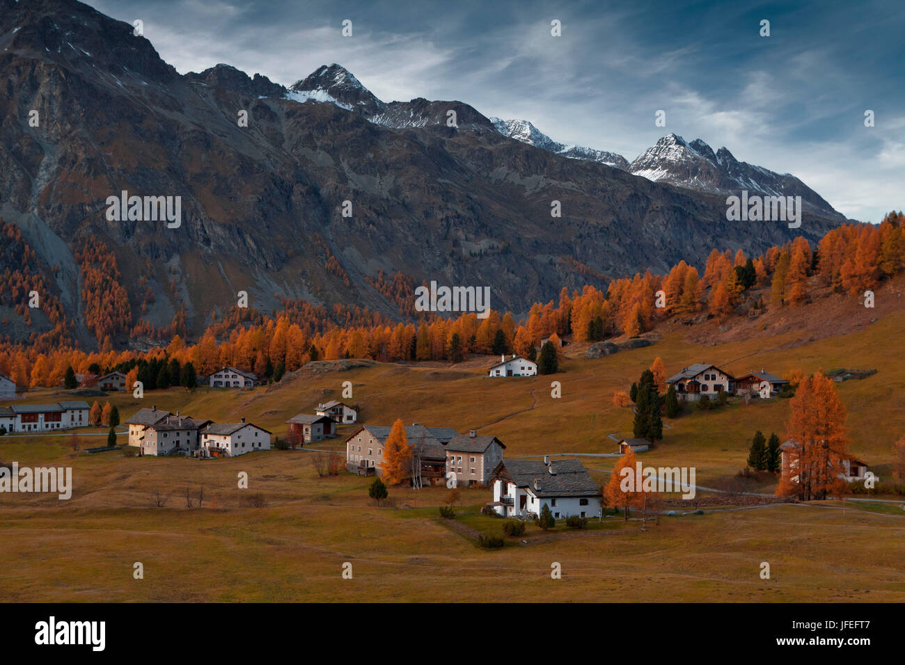 La Svizzera, Oberengadin, tardo autunno a Fextal Foto Stock