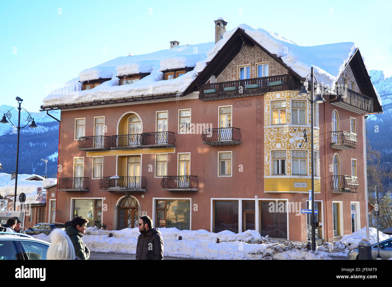 L'Italia, Veneto, Cortina d'Ampezzo, hotel, uscita Foto Stock