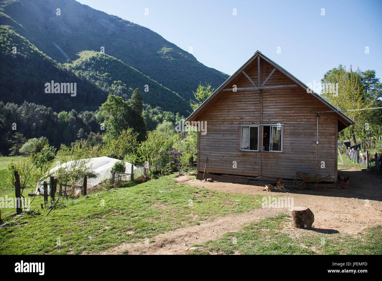 Il Cile, Araucania, Alto bio bio, Mapuche, casa residenziale Foto Stock