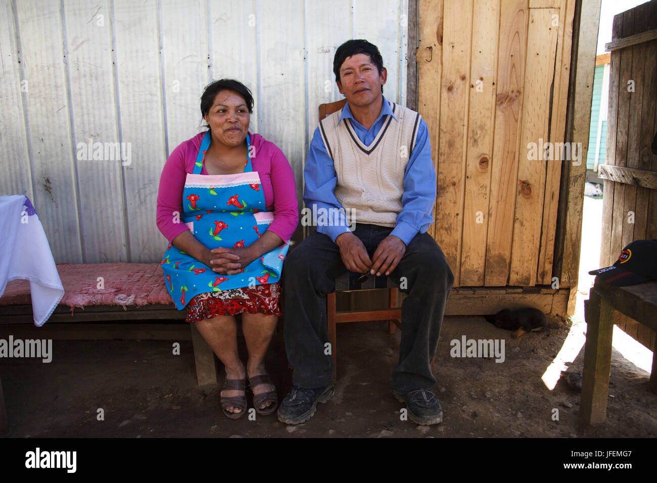 Il Cile, Araucania, Alto bio bio, Mapuche, coppia sposata, Foto Stock