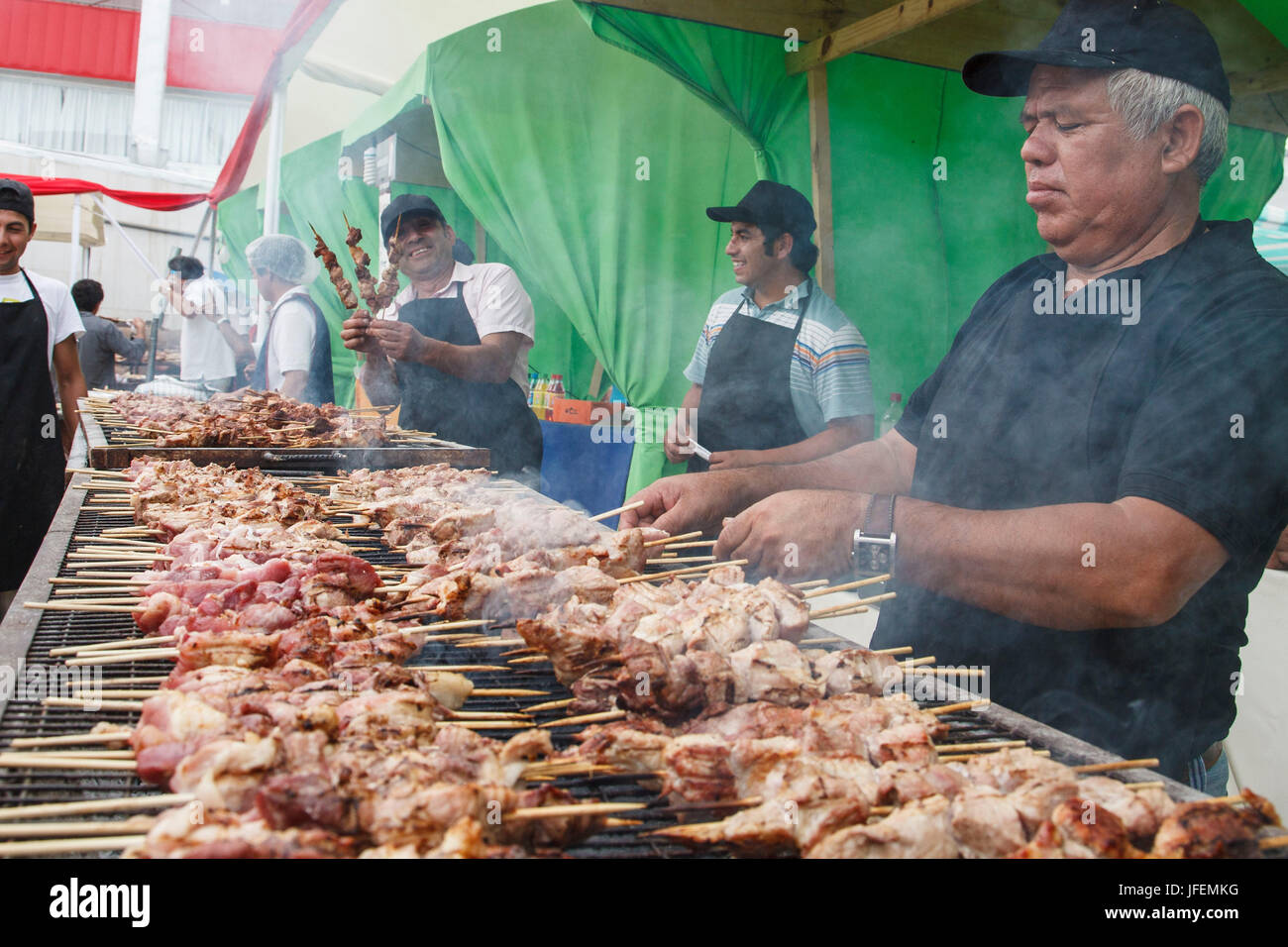 Il Cile, Valle de Curico, equo commercio, vino, festa, grill sputa, Foto Stock