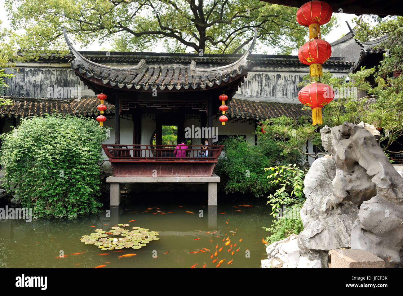 Cina, provincia dello Jiangsu, Tongli villaggio giardino Tuisi, patrimonio mondiale dell'UNESCO, Foto Stock