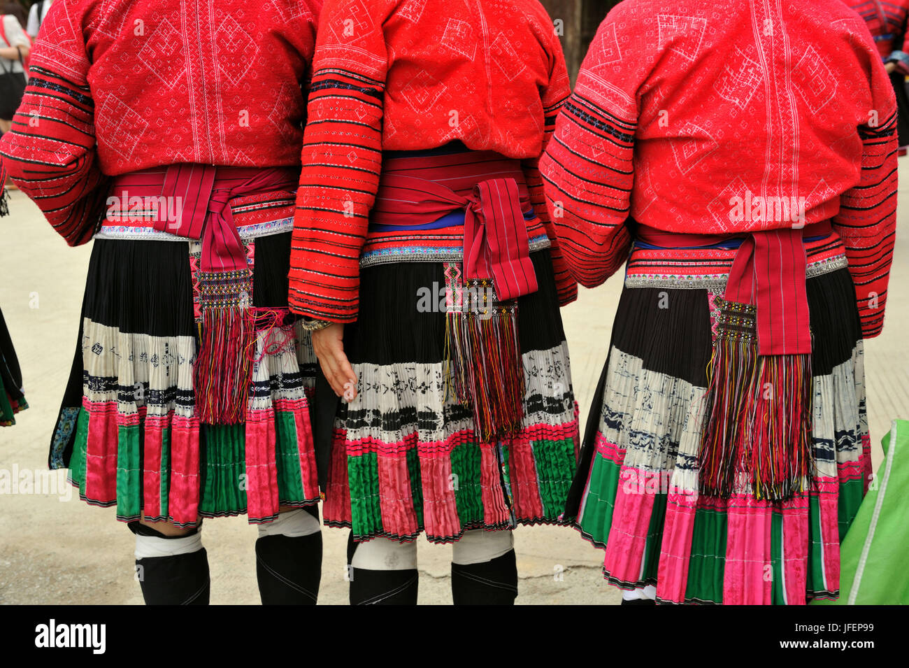 Cina, provincia di Guangxi, aera Longsheng, Dazhai village, rosso minoranza Yao Foto Stock