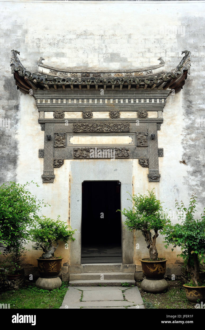 Cina, provincia di Anhui, Lucun village, vecchia casa tradizionale Foto Stock