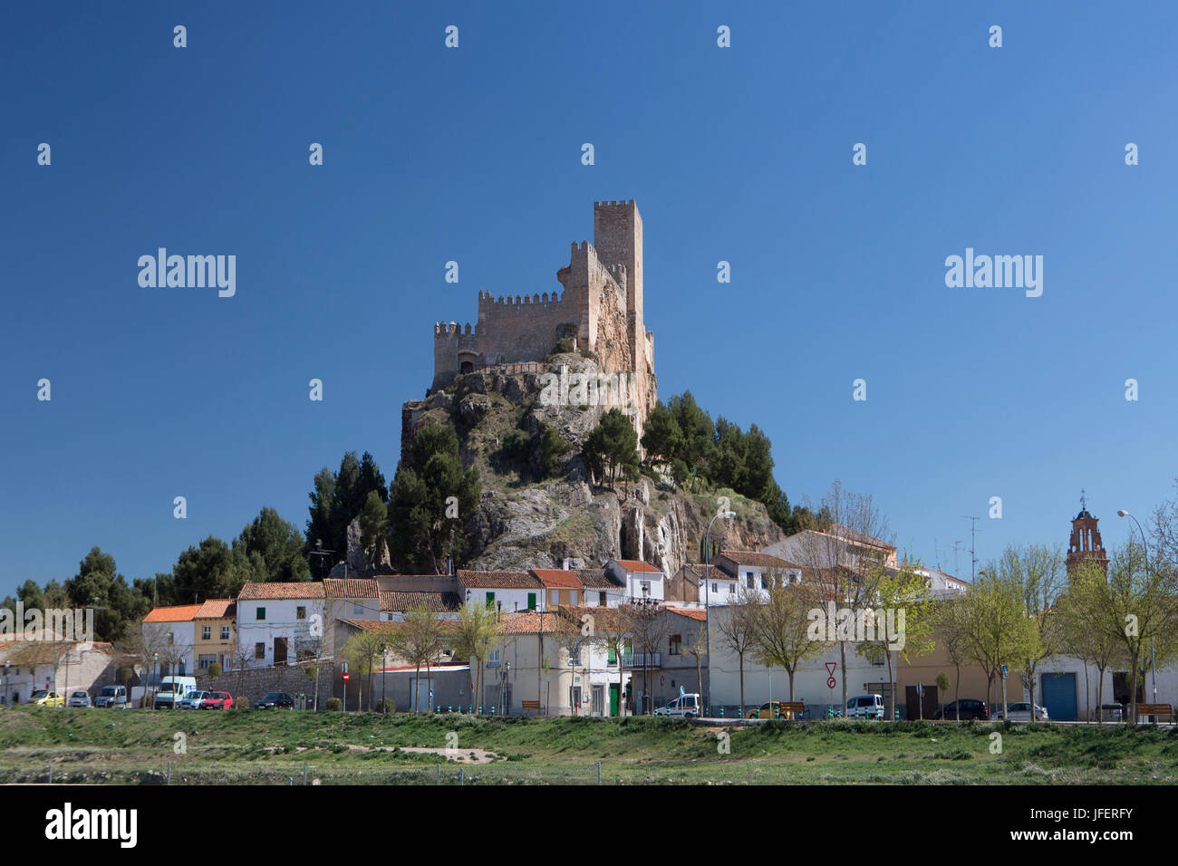 Spàin, Castilla la Mancha regione, provincia di Albacete, Almansa castello città di Almansa Foto Stock