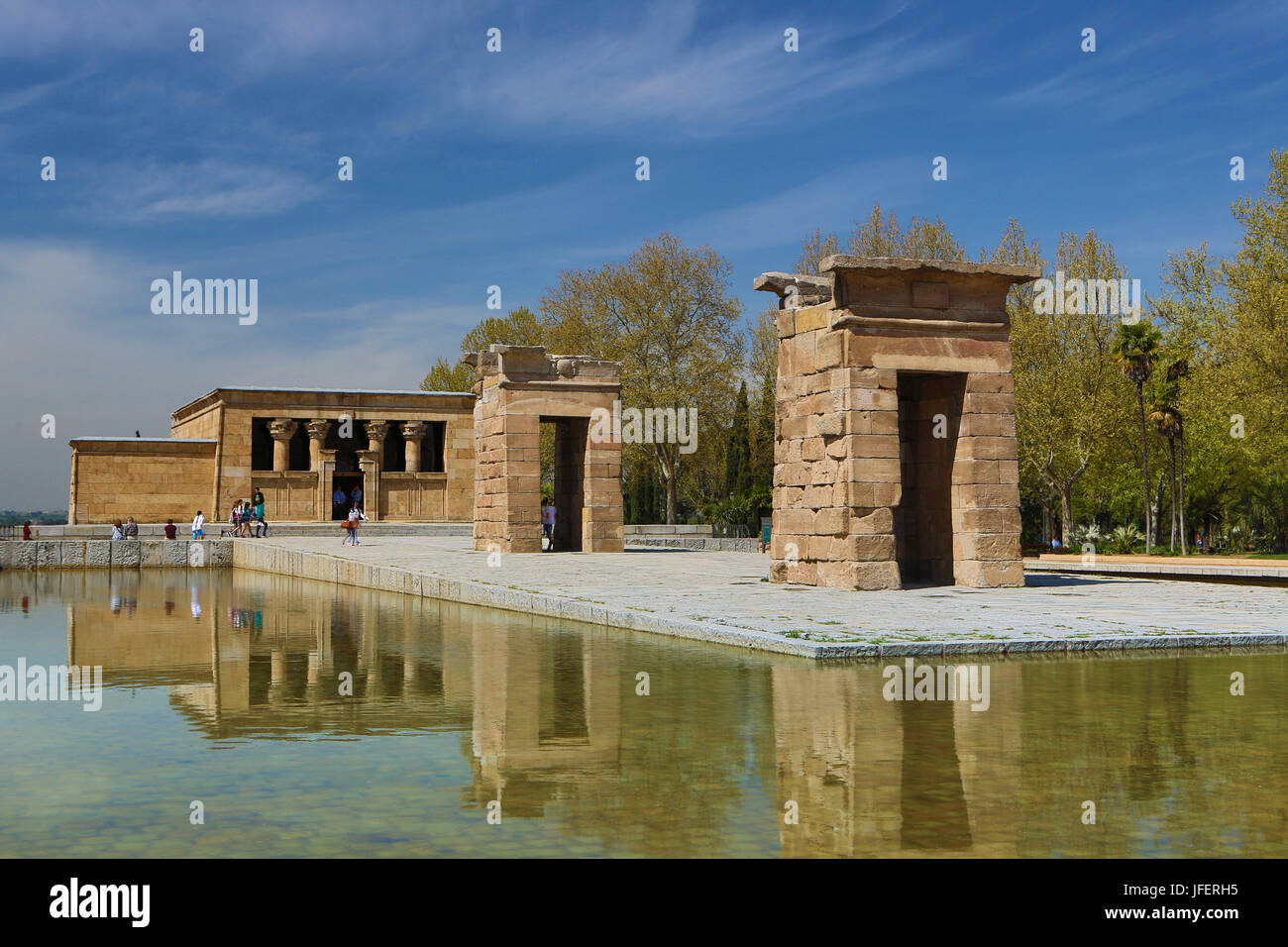 Spagna, Madrid City, Debod giardini, tempio egiziano di Debod Foto Stock