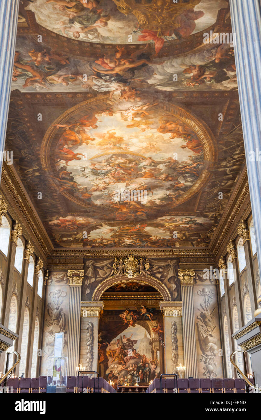 Inghilterra, Londra Greenwich, Old Royal Naval College, la sala dipinta Foto Stock