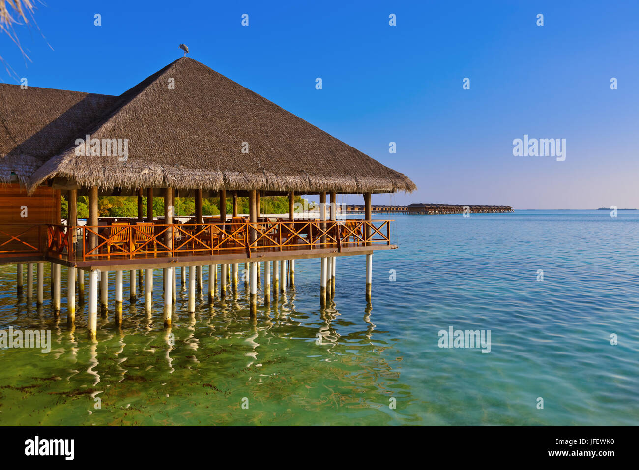 Cafe sulla tropicale Isola Maldives Foto Stock