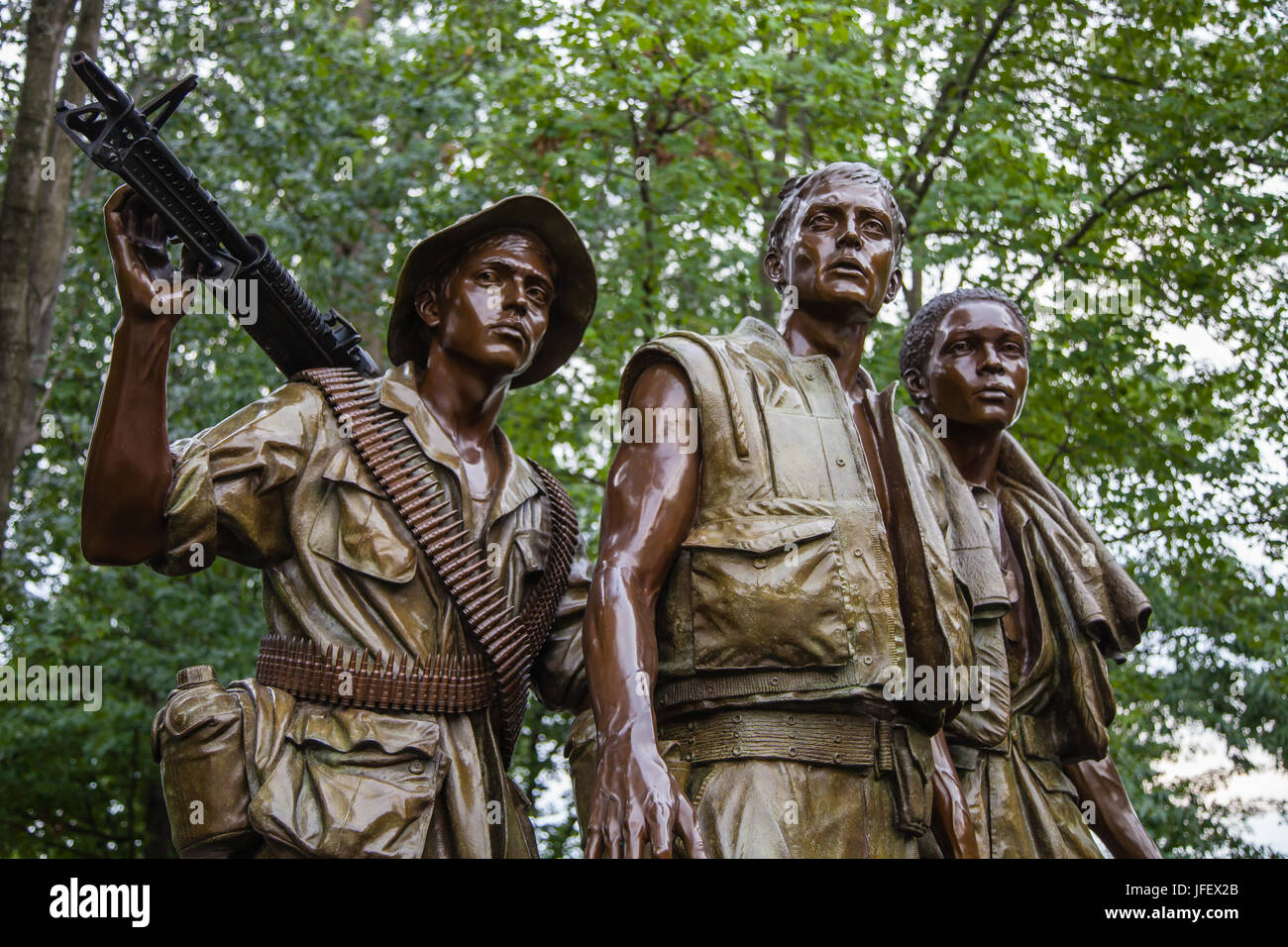 Washington DC, Stati Uniti d'America - 20 Giugno 2009: Close-up di " tre soldati' statua da Frederick Hart. Situato nel Vietnam Veterans Me Foto Stock