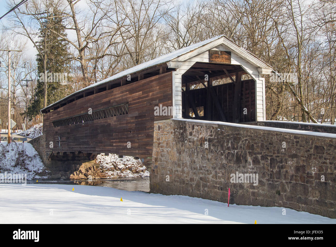 In Pennsylvania ponte coperto in inverno Foto Stock