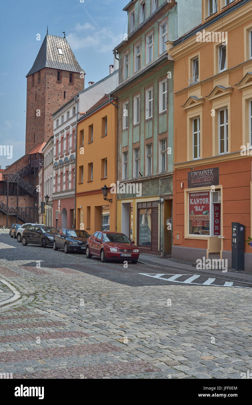 Namyslow Vecchia città vecchia storica del mercato tenement case Foto Stock