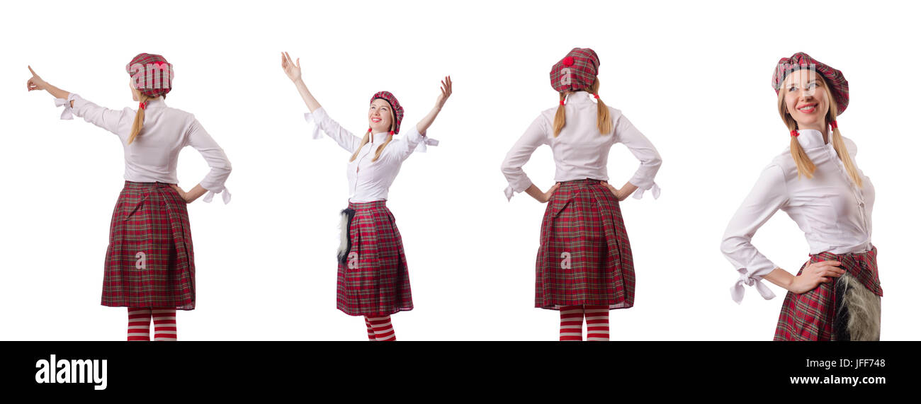 La donna nel tradizionale abbigliamento scozzese Foto Stock