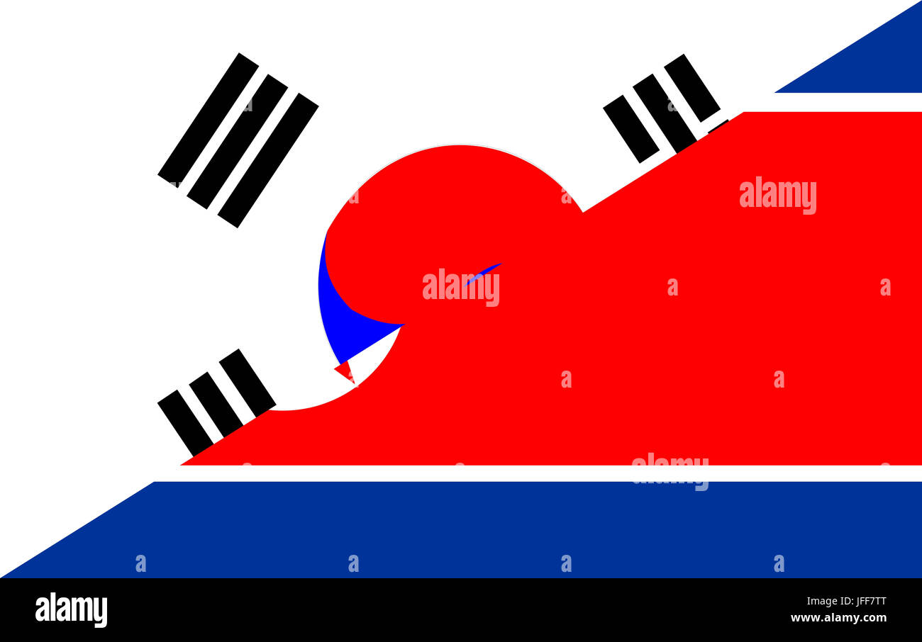 Sud Corea del Nord bandiera Foto Stock