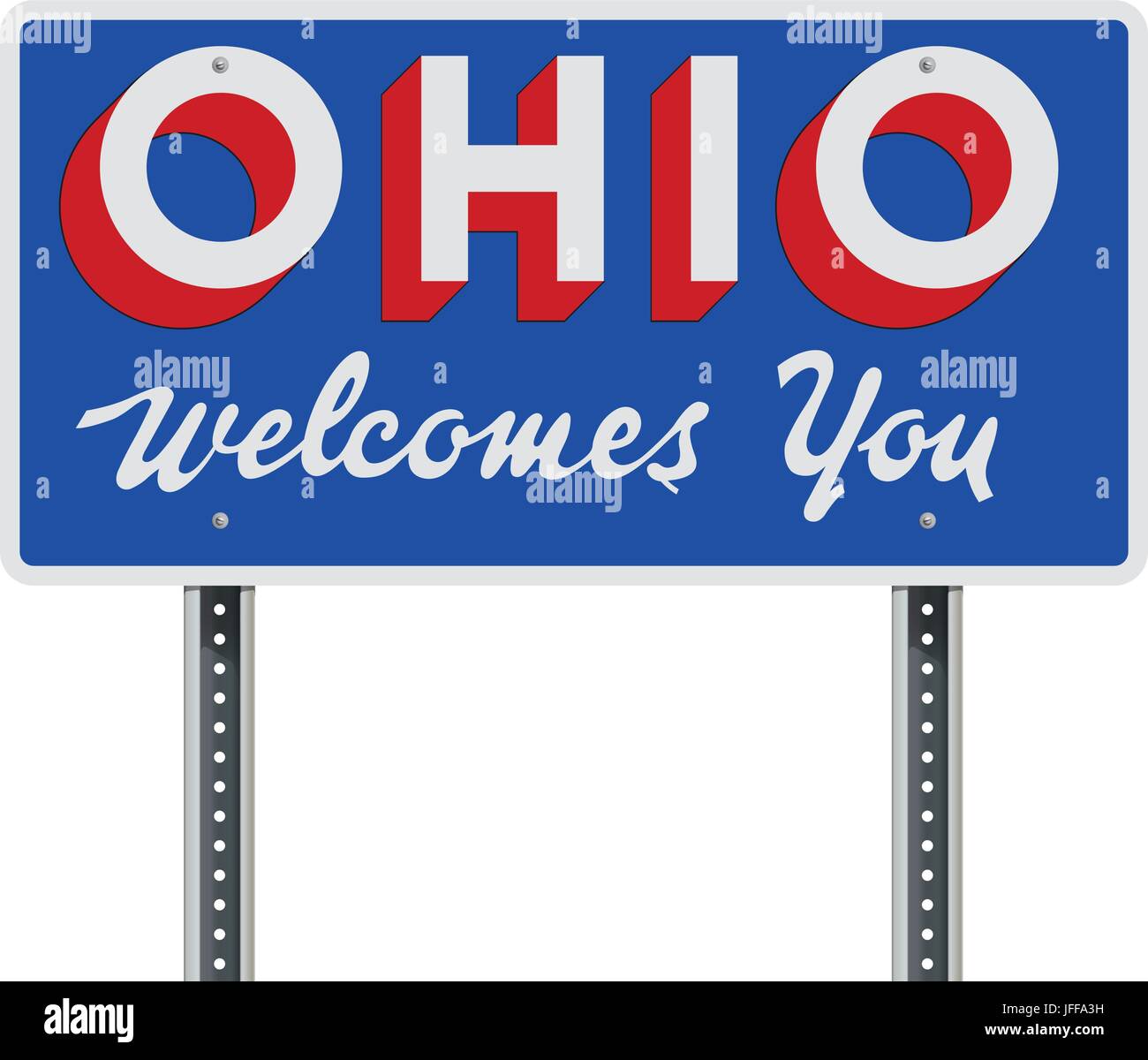 Illustrazione Vettoriale del benvenuto stato dell'Ohio cartello stradale Illustrazione Vettoriale