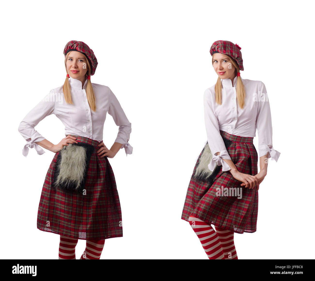 La donna nel tradizionale abbigliamento scozzese Foto Stock