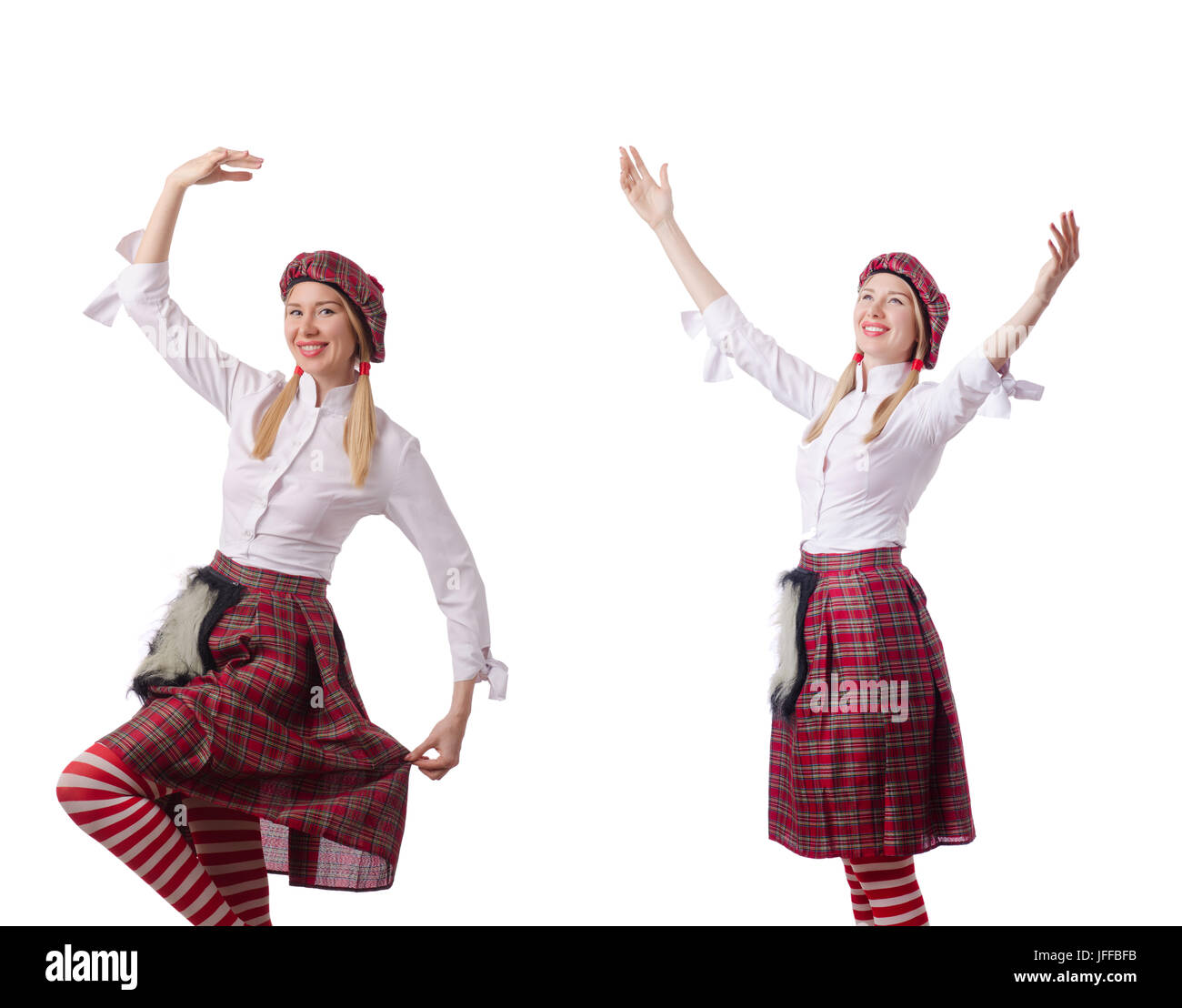 La donna nel tradizionale abbigliamento scozzese Foto Stock