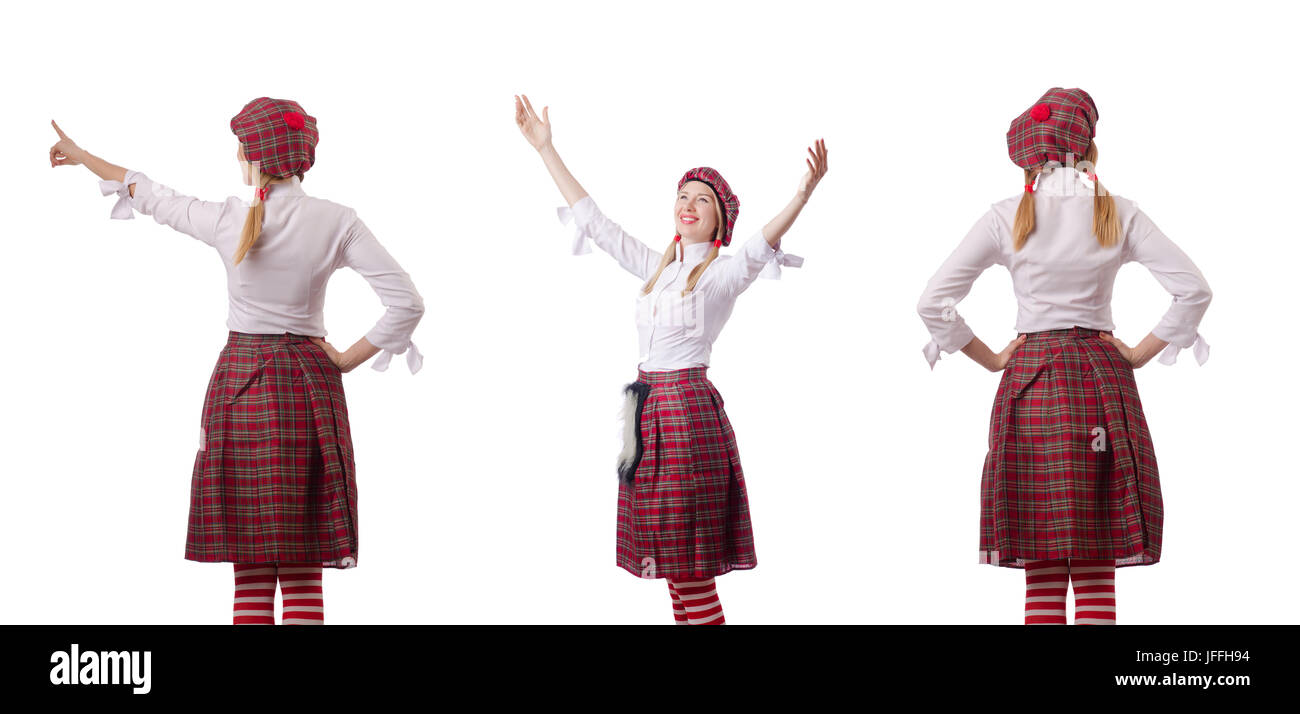 La donna nel tradizionale abbigliamento scozzese Foto Stock