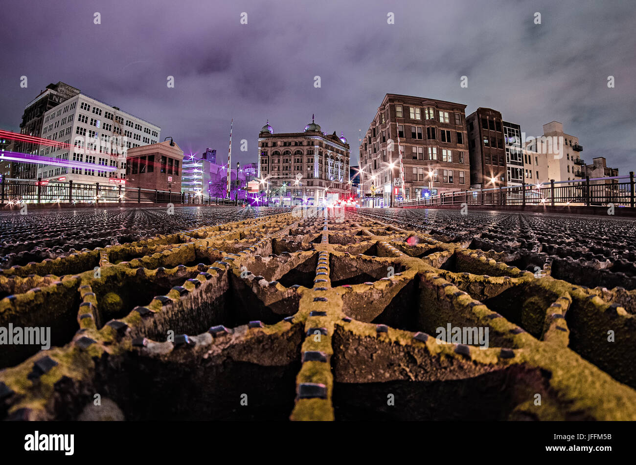 Milwaukee wisconsin skyline della città di notte Foto Stock