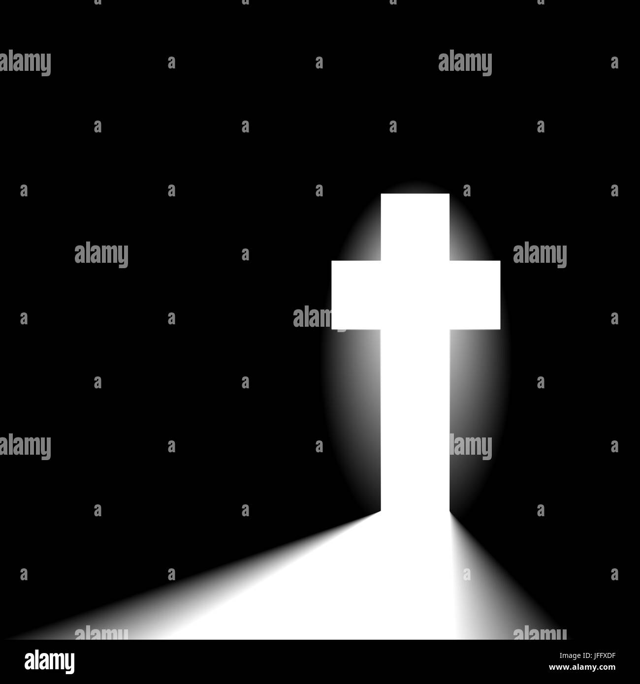Radiante croce cristiana Foto Stock