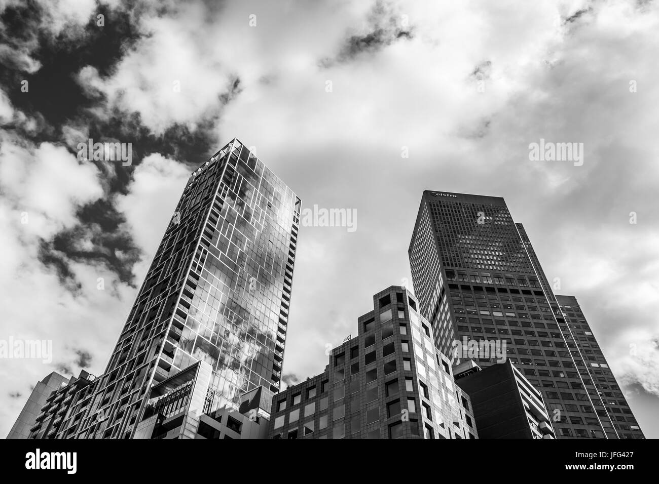 Angolo della molla st e Collins St, Melbourne Foto Stock
